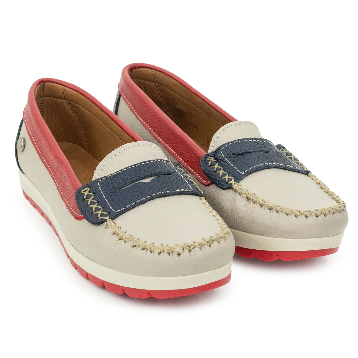 MOCASÍN PAMPA BEIGE, ROJO AZUL - Image 3