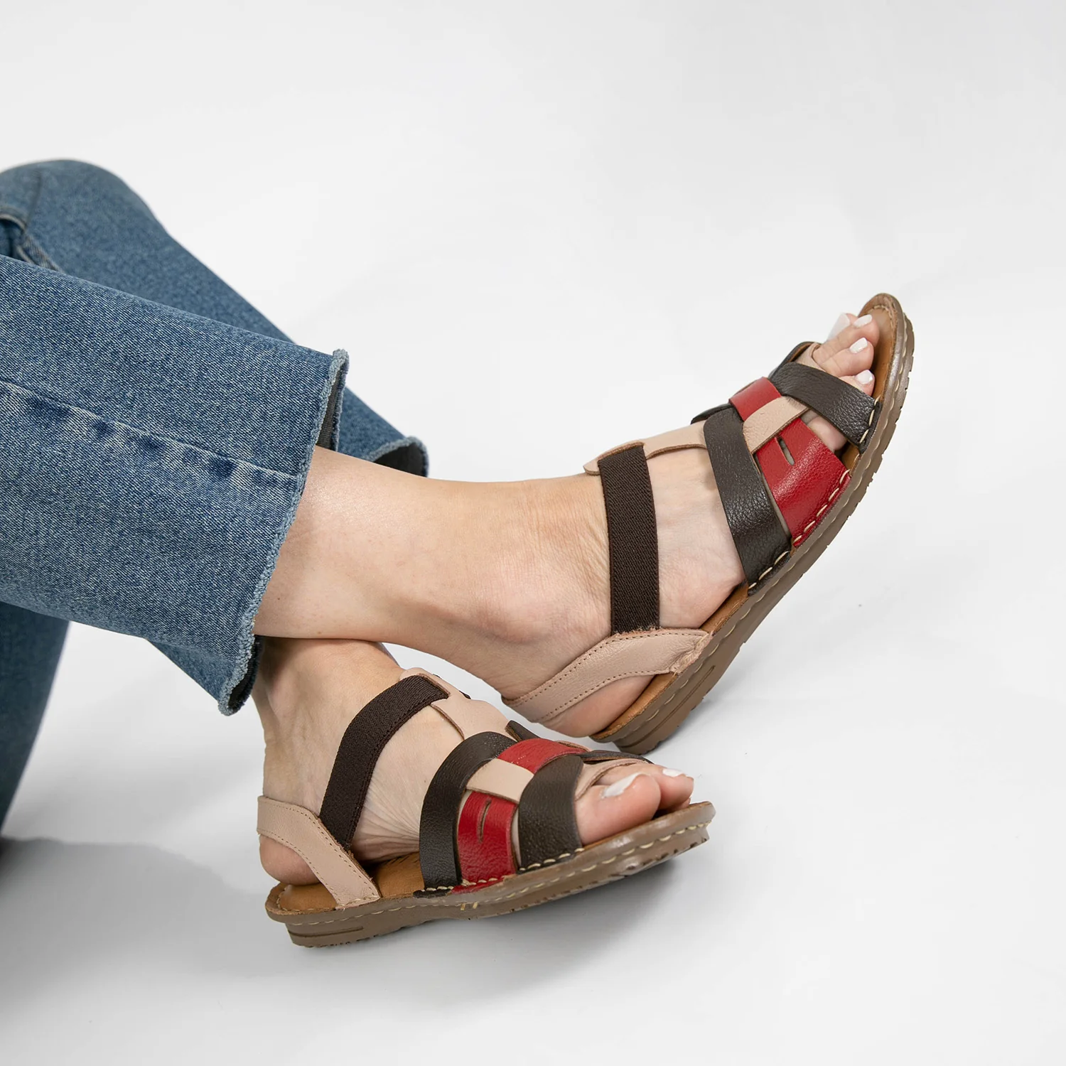 SANDALIA RINA MARRON Y BORDO - Image 7