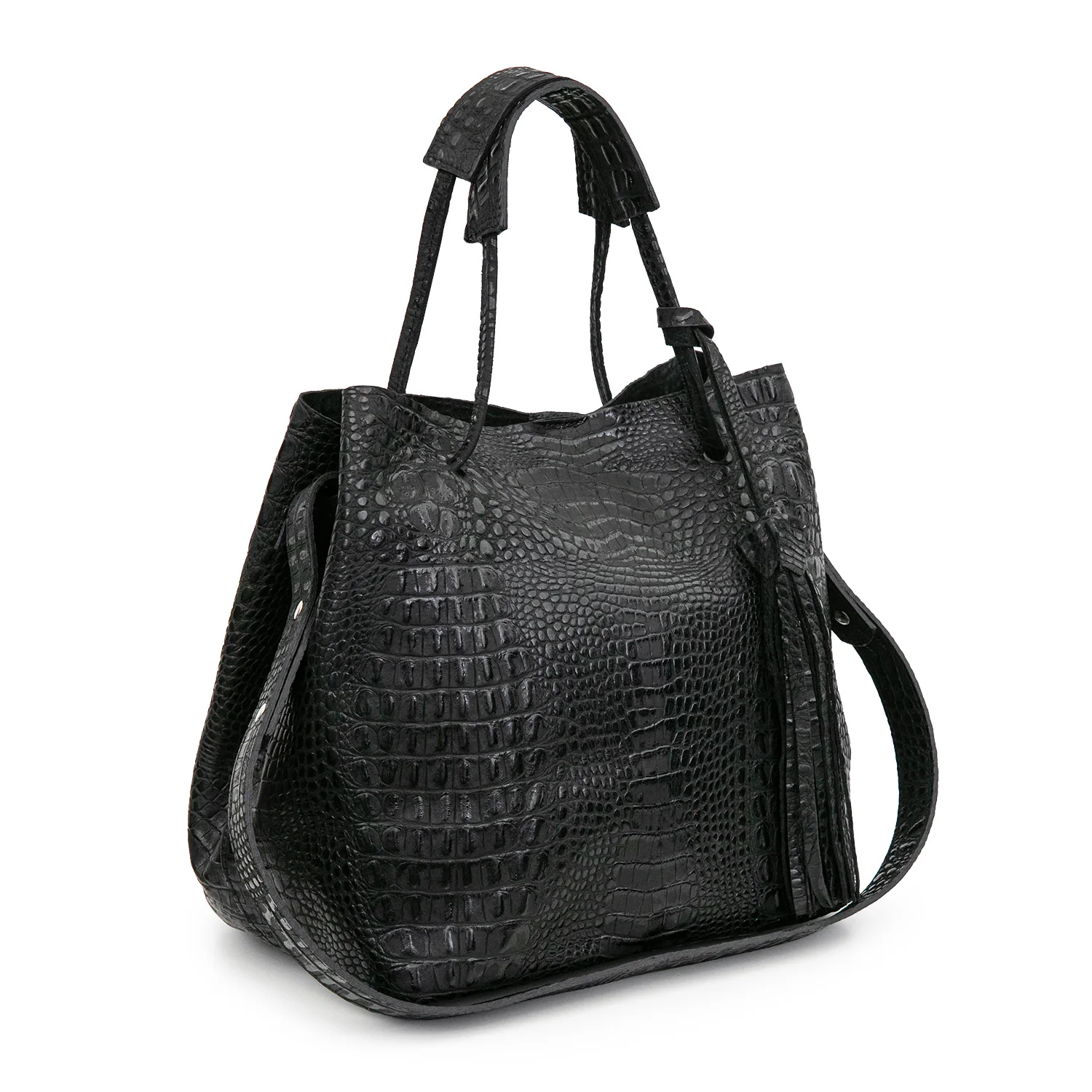 CARTERA LINERA NEGRA CROCO - Image 3